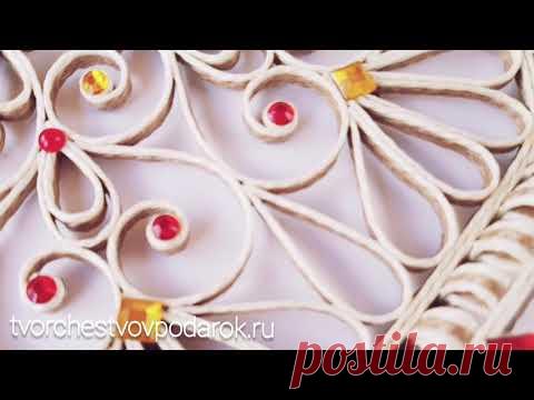 Поднос фигурный в технике джутовая филигрань