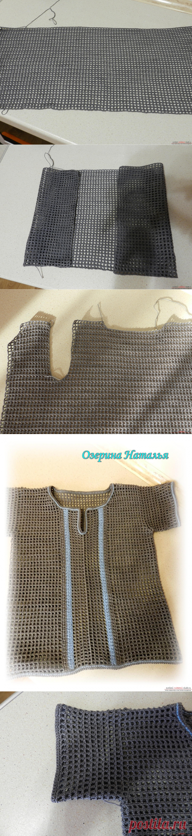 Этот мастер-класс научит как вязать крючком детскую одежду - рубашку филейной сеткой