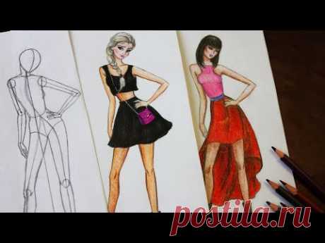 Fashion одежда / Как нарисовать современную Эльзу /  Уроки рисования