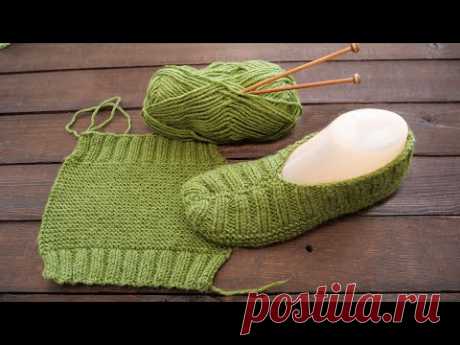 Следки для новичков спицами 🌵 Knitted slippers for beginners