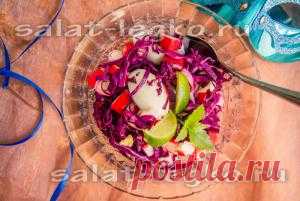 Салат с краснокочанной капустой и крабовыми палочками