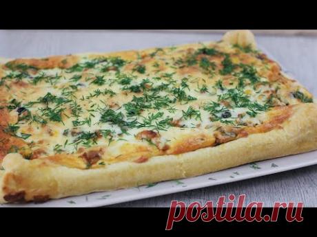 Мясной пирог с овощами на слоеном тесте. Просто, быстро, вкусно