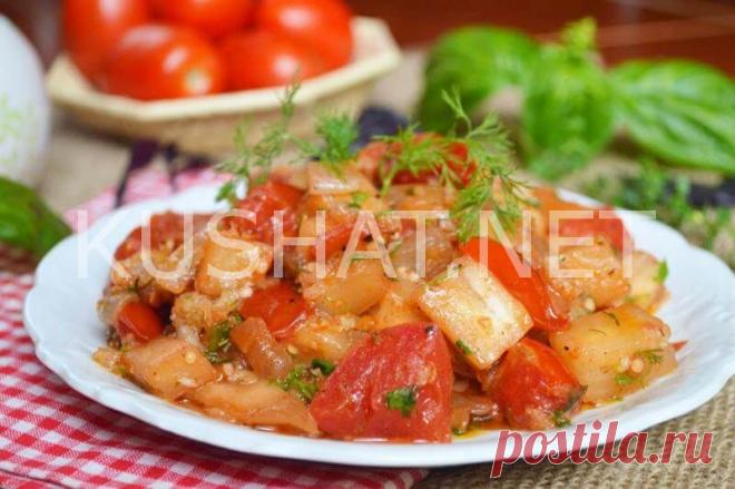 Тушеные баклажаны с помидорами и чесноком. Пошаговый рецепт с фото - Кушать нет