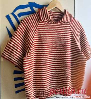 Футболка - поло Stripe Overload от Mie Firring. Спицы.