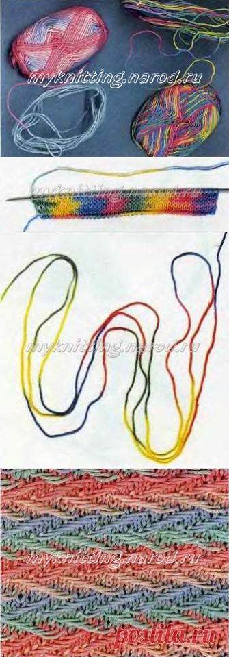 Пряжа секционного крашения. Вязание спицами. Вязание на спицах.