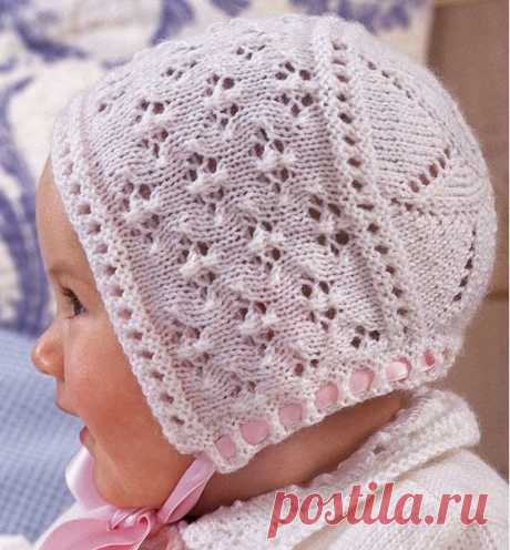 Шапочка для младенца спицами - Modnoe Vyazanie ru.com
