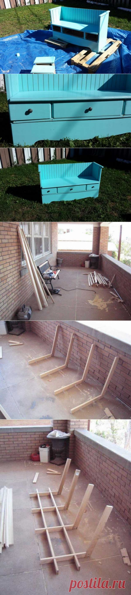 Скамья из деревянных стульев