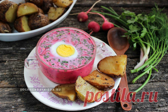Холодный свекольник с печеной картошкой