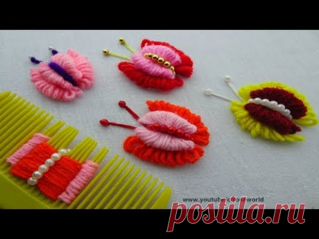 Hand Embroidery Amazing Trick| double layer Butterfly Embroidery Trick| super Easy Sewing Hack