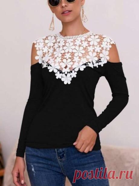 $ 23.96 - Sexy Lace Gored Long sleeve T-Shirts - www.clothingi.com