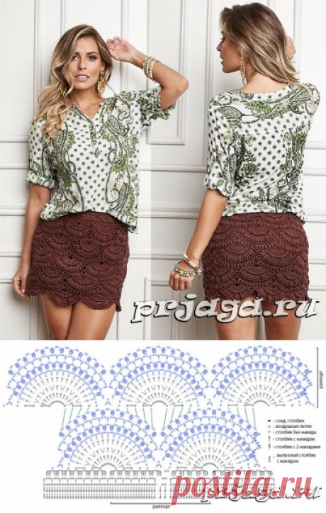 Мини юбка крючком ажурными арками