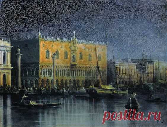 Ivan Aivazovsky (1817-1900) Palace rains in Venice by moonlight, 1878   |  Pinterest • Всемирный каталог идей