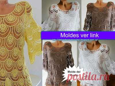 Delicadezas en crochet Gabriela: Hermosa blusa de encajes