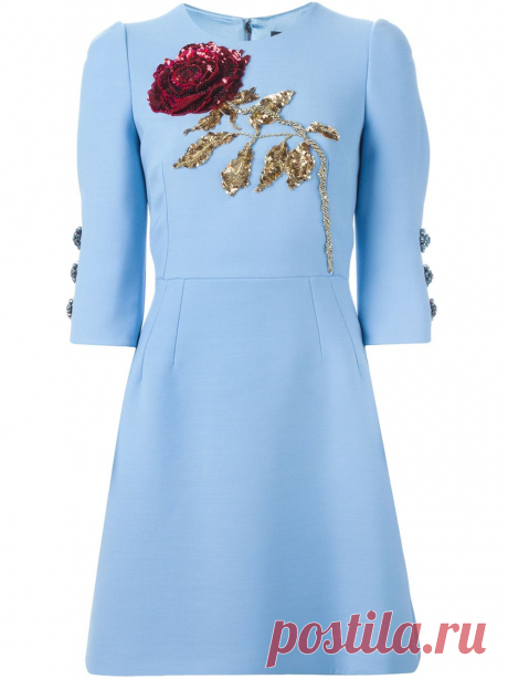 Dolce & Gabbana Платье с Вышитой Пайетками Розой - Farfetch