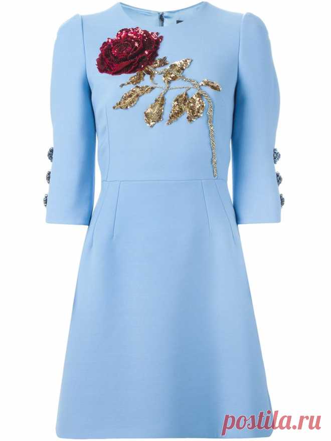 Dolce & Gabbana Платье с Вышитой Пайетками Розой - Farfetch