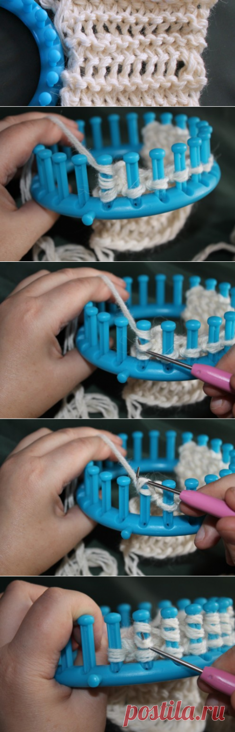 Учимся вязать на луме (Loom knitting). Урок четвертый: второй способ вязания удлинённых петель