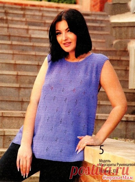 Жилет бирюзового цвета. Крючок. - ВЯЗАНАЯ МОДА+ ДЛЯ НЕМОДЕЛЬНЫХ ДАМ - Страна Мам