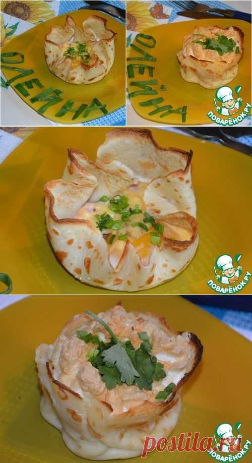 Завтрак в блинных корзиночках - кулинарный рецепт