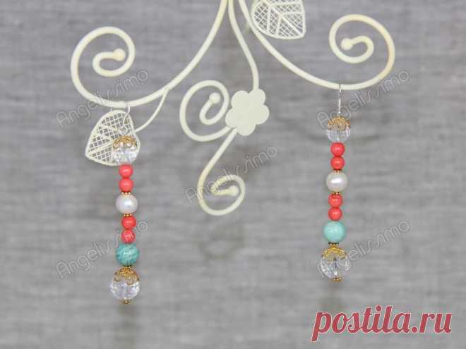 Серьги из коралла и хрусталя от BRimar