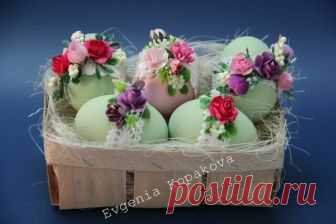 Декор пасхальных яиц цветами
