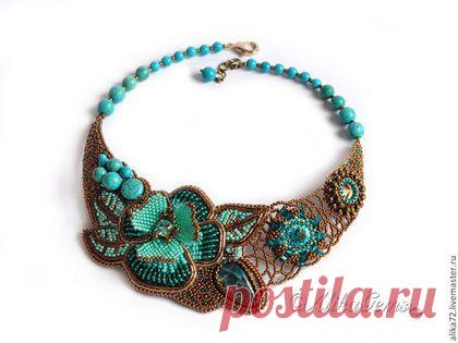 Колье "Весеннее вдохновение" - бирюзовый,весеннее настроение,весеннее украшение