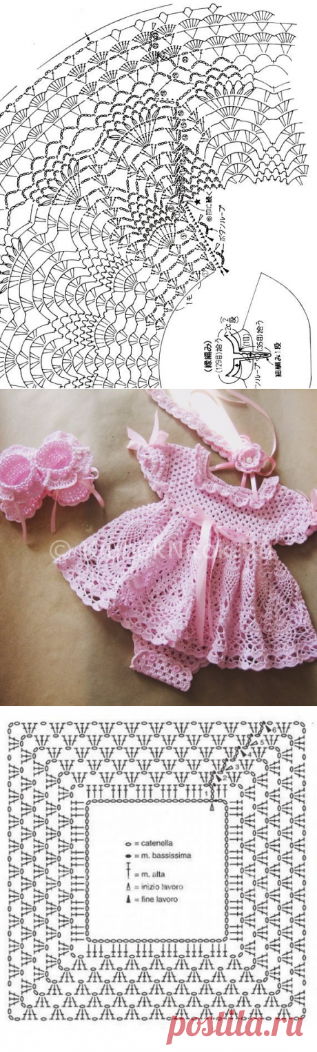 ПЛАТЬЕ-БОДИ ДЛЯ НОВОРОЖДЕННОЙ ДЕВОЧКИ (Вязание крючком) | Журнал Вдохновение Рукодельницы