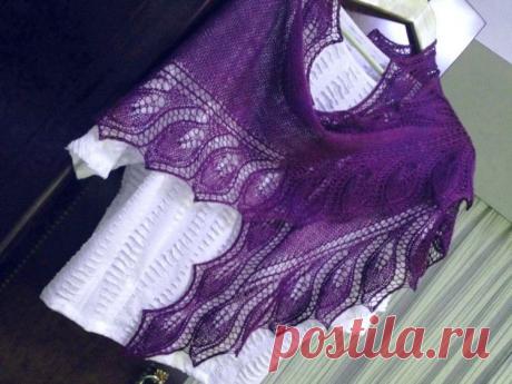 Шаль спицами с каймой узором &quot;Листики&quot;. Схемы. | САМОБРАНОЧКА - сайт для рукодельниц, мастериц