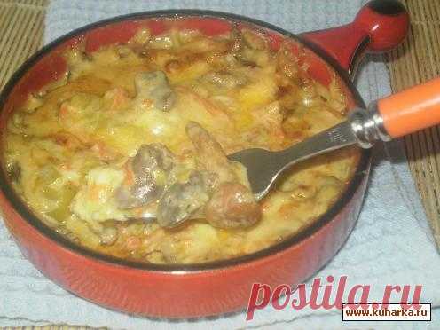 Рецепт: Куриные сердечки,запеченные в сырном соусе