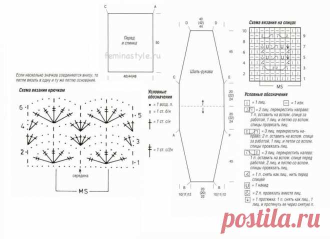 Вязание спицами и крючком комбинированного пуловера из шали и топа / Рукоделие / Домоводство / Женские секреты / Женский стиль