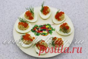 Фаршированные яйца с печенью трески: рецепт с фото