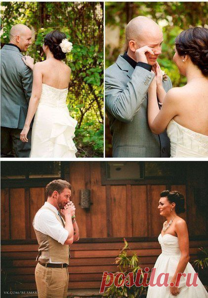 Жених видит свою избранницу в свадебном платье первый раз.