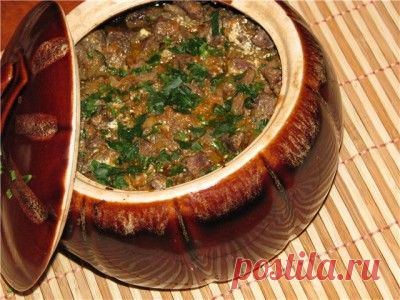 Печенка запечённая в горшочке