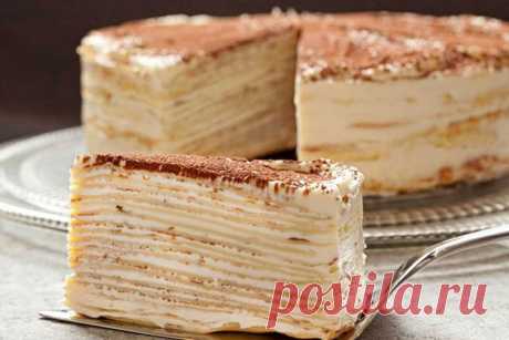 Блинный торт с маскарпоне — Домашняя кулинария