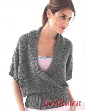 Вязание пуловера с воротником шалька - Хитсовет Вязание пуловера с воротником шалька. Для вязания пуловера Вам потребуется: 550 (600) 650 г тёмно-серой пряжи (50% бамбукового волокна, 50% хлопка, 95 м/50 г)
