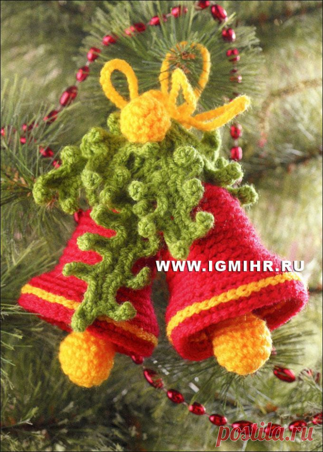 К Новому году! Вязаные колокольчики на елку.