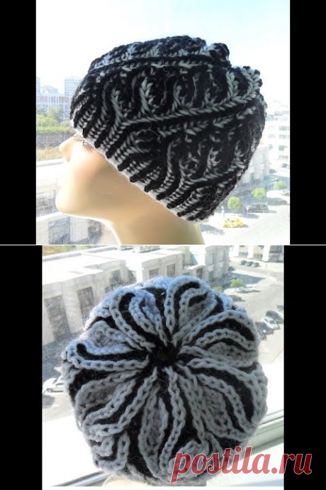 Шапка спицами Бриошь часть1 (brioche hat) - YouTube