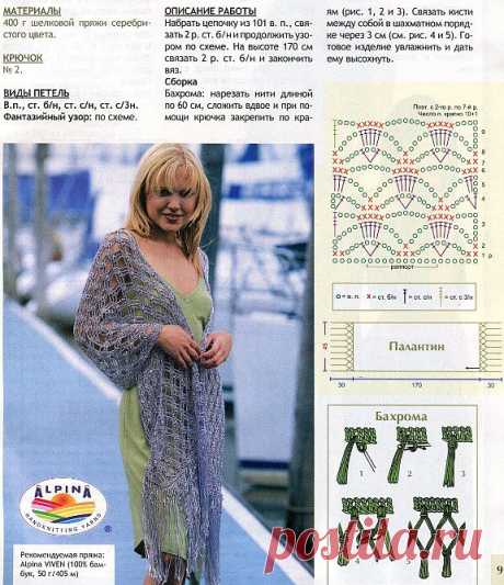 Как связать палантин крючком, палантин крючком схема и описание | Лаборатория домашнего хозяйства