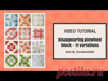 (45) Disappearing pinwheel quilting block tutorial - 11 variations - YouTube