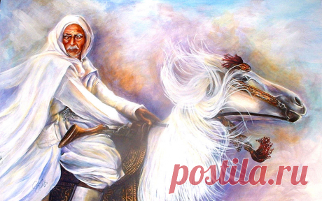 Moroccan Man Riding Arabian Stallion  by Patricia Rachidi