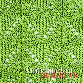 Планета Вязания | Ажурный узор спицами Гипюр. Схема, описание и видео по вязанию узора.