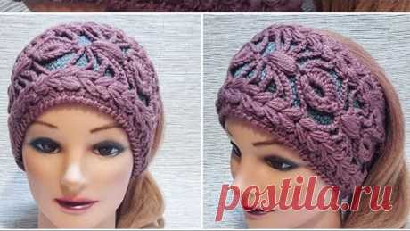 Повязка крючком простым интересным узором❤🧶