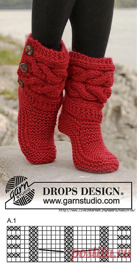 Носки-сапожки "Красная шапочка" спицами.
