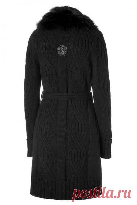 пальто-кардиган от Роберто Кавалли: вязание+мех