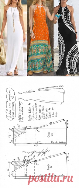 Vestido longo evasê cava americana simples - Marlene Mukai