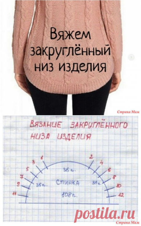 . Вяжем закруглённый низ изделия - Вязание - Страна Мам