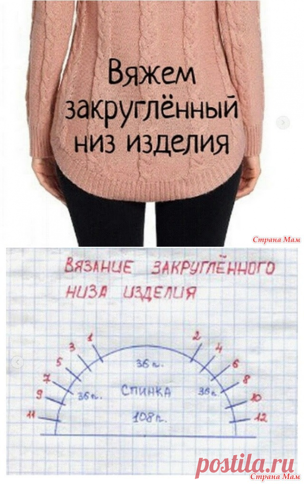 . Вяжем закруглённый низ изделия - Вязание - Страна Мам
