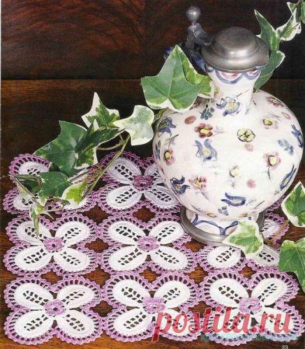 Салфетка «Четырехлистник» - Эфария Салфетка крючком «Четырехлистник».Схема вязания источник