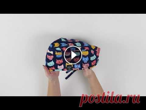 Медицинский колпак с принтом "Кошачья атака" — IN WHITE Медицинская шапочка с принтом "Кошачья атака...