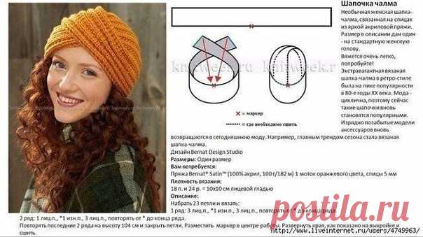 Вяжем шапочку-чалму спицами. Описание вязания

#ЧалмаСпицами #ВязаниеСпицами #ШапкаСпицами