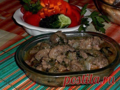 Тушеная печень.